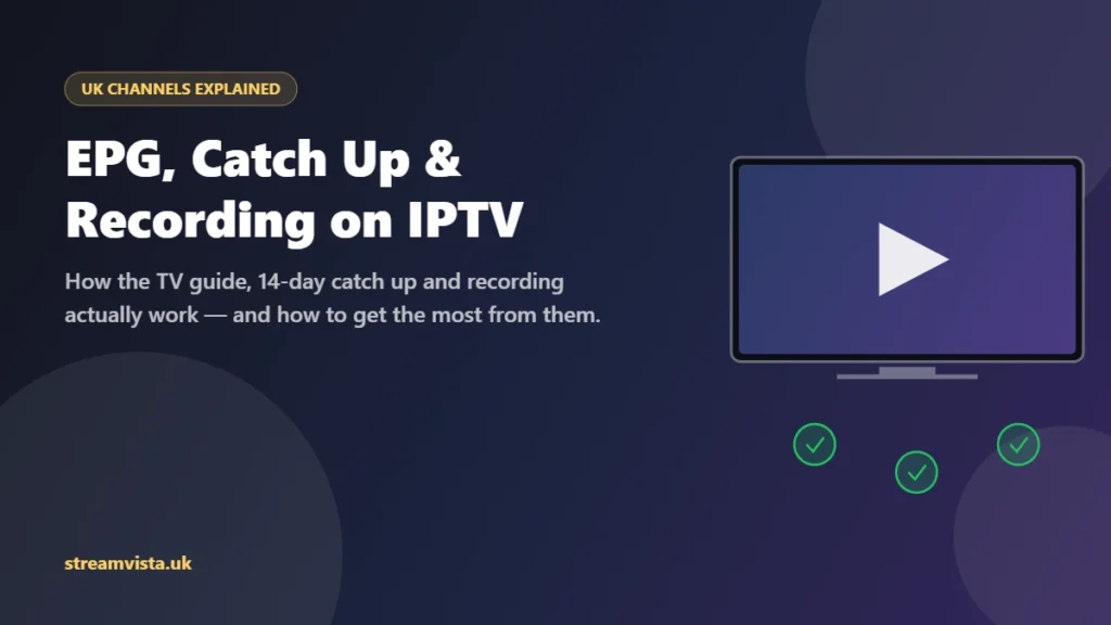 UK TV channels on IPTV: how the EPG, 14-day catch up and recording work